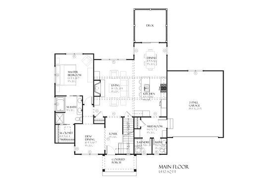 Floor Plan - Main Floor for Tudor House Plan #901-70 - 3 bed, 2.5 bath