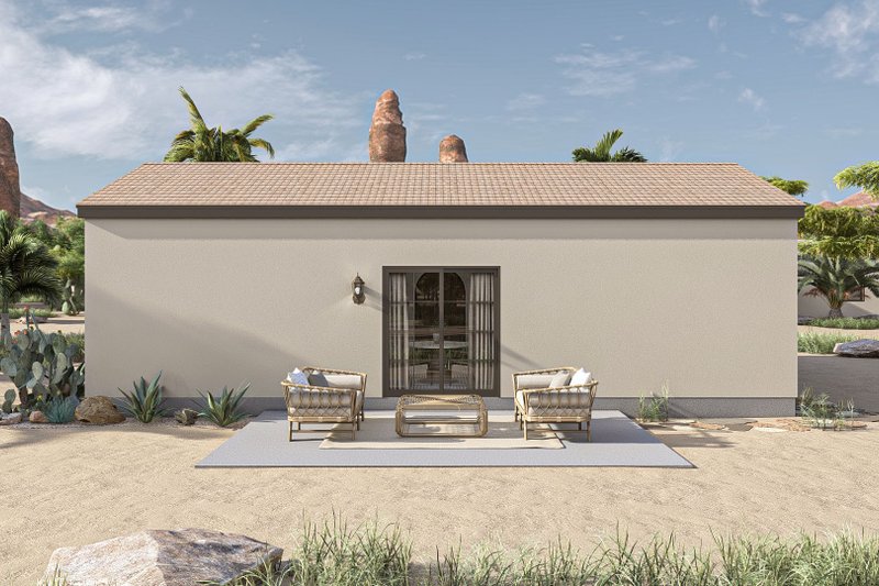 Architectural House Design - Exterior - Rear Elevation for Adobe / Southwestern House Plan #455-449 - 1 bed, 1 bath