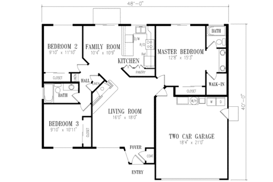 Floor Plan - Main Floor for Adobe / Southwestern House Plan #1-231 - 3 bed, 2 bath