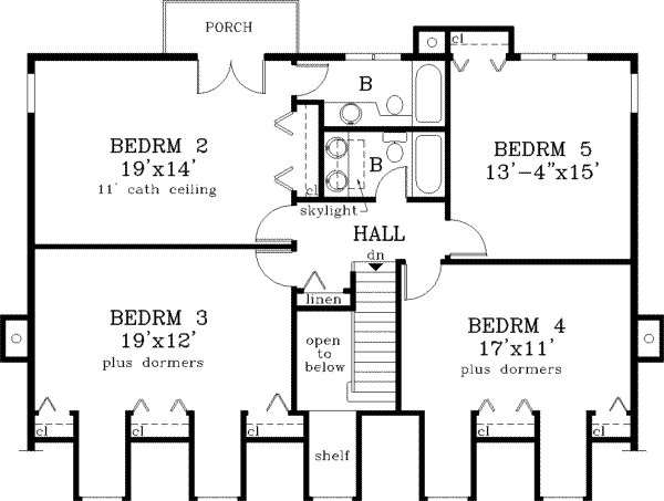 Architectural House Design - Southern Floor Plan - Upper Floor Plan #3-223