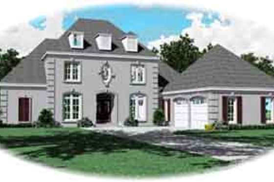 Exterior - Front Elevation for European House Plan #81-1196 - 3 bed, 4 bath