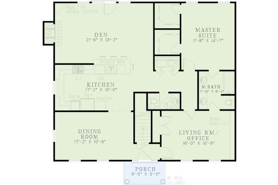 Floor Plan - Main Floor for Colonial House Plan #17-231 - 3 bed, 2.5 bath