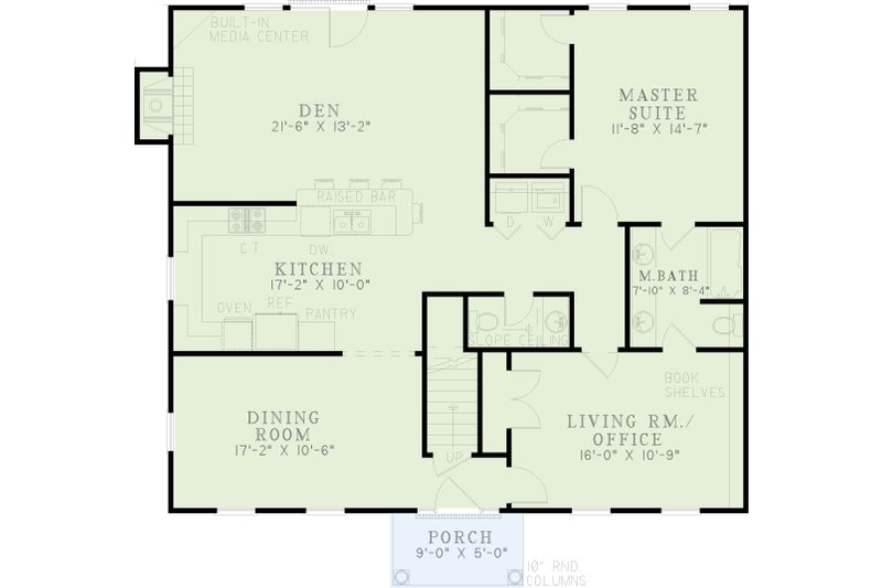 House Design - Floor Plan - Main Floor for Colonial House Plan #17-231 - 3 bed, 2.5 bath