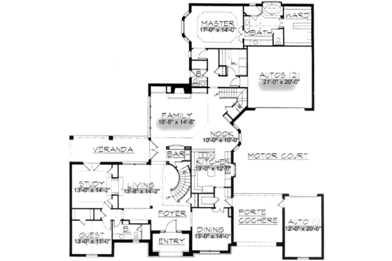Floor Plan - Main Floor for European House Plan #141-140 - 5 bed, 4.5 bath