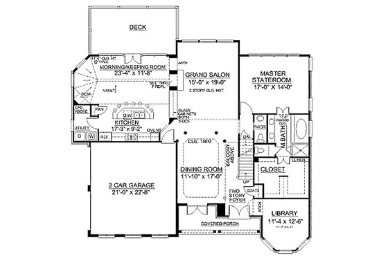 Floor Plan - Main Floor for Traditional House Plan #119-115 - 3 bed, 3.5 bath