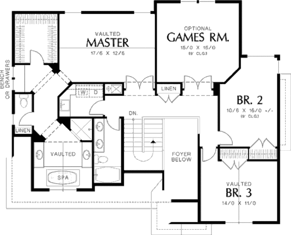 Craftsman Floor Plan - Upper Floor Plan #48-236