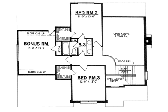 Floor Plan - Upper Floor for Traditional House Plan #40-133 - 3 bed, 2.5 bath