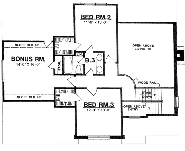 Architectural House Design - Traditional Floor Plan - Upper Floor Plan #40-133