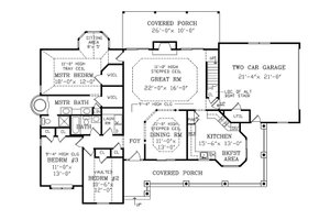 Floor Plan - Main Floor for Farmhouse House Plan #456-6 - 3 bed, 2 bath