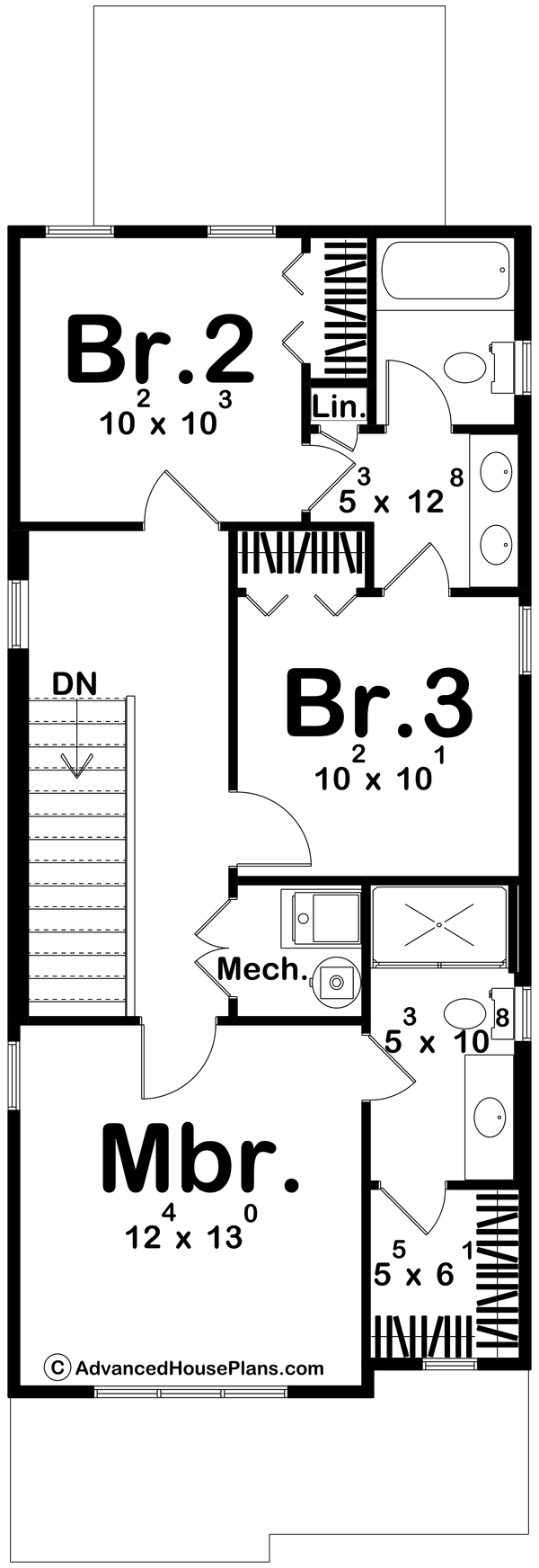 Home Plan - Floor Plan - Upper Floor for Craftsman House Plan #455-719 - 3 bed, 2.5 bath