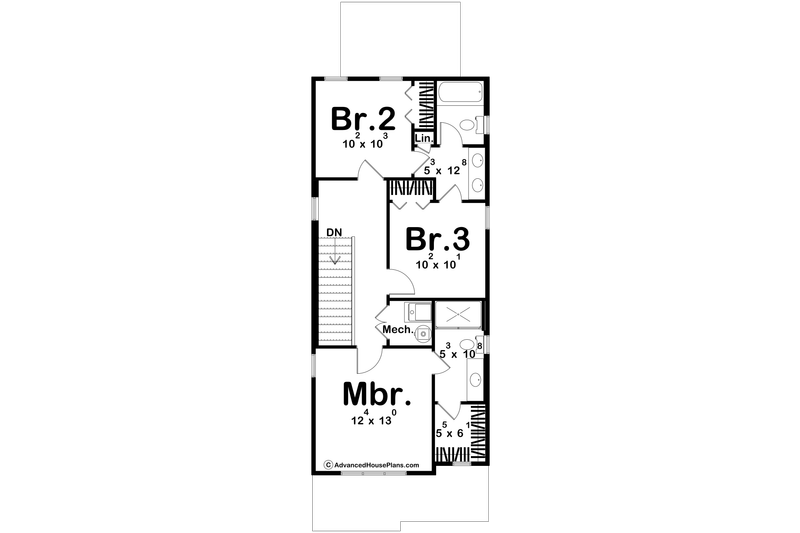 Home Plan - Floor Plan - Upper Floor for Craftsman House Plan #455-719 - 3 bed, 2.5 bath
