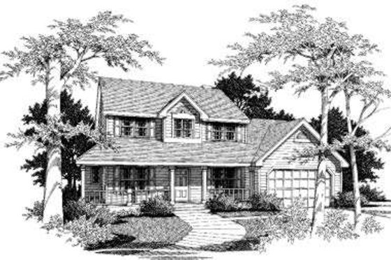 Exterior - Front Elevation for Country House Plan #300-101 - 3 bed, 2.5 bath