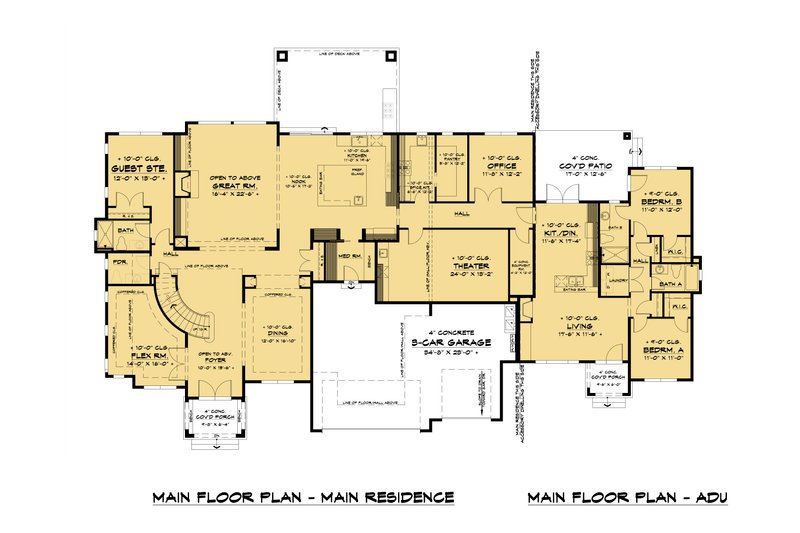 House Blueprint - Floor Plan - Main Floor for Mediterranean House Plan #1066-111 - 7 bed, 6.5 bath