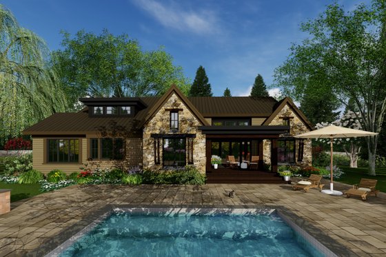 Exterior - Rear Elevation for Contemporary House Plan #51-585 - 3 bed, 2.5 bath