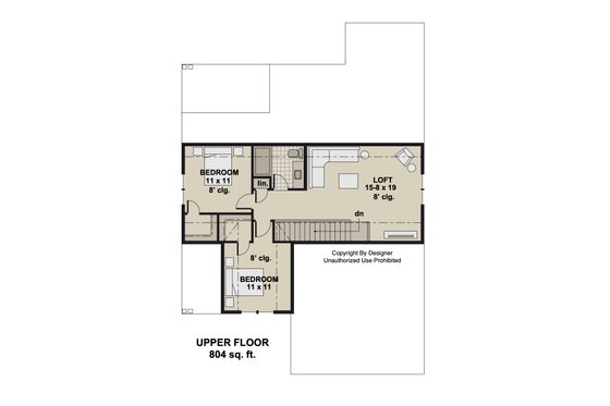 Floor Plan - Upper Floor for Bungalow House Plan #51-1408 - 3 bed, 2.5 bath