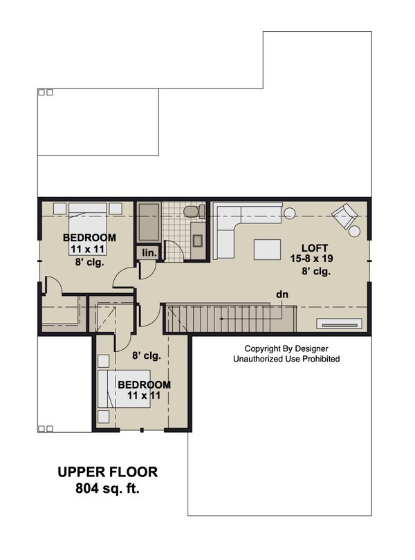 House Blueprint - Bungalow Floor Plan - Upper Floor Plan #51-1408