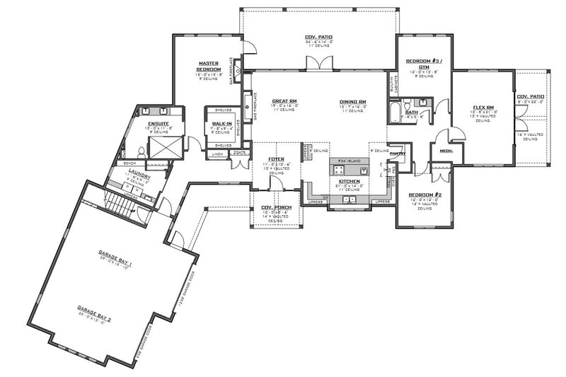 Home Plan - Floor Plan - Main Floor for Ranch House Plan #1086-19 - 3 bed, 2 bath