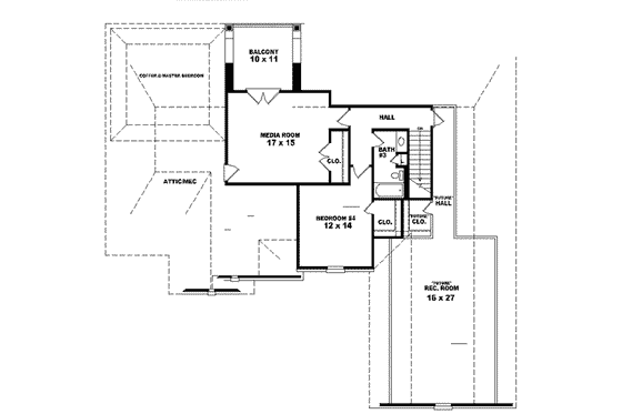 Floor Plan - Upper Floor for European House Plan #81-612 - 4 bed, 3 bath