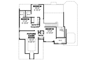 Floor Plan - Upper Floor for European House Plan #34-225 - 4 bed, 3.5 bath