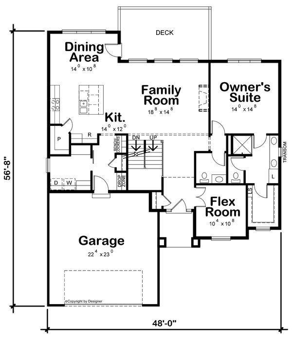 House Blueprint - Contemporary Floor Plan - Main Floor Plan #20-2429