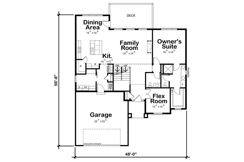 Architectural House Design - Floor Plan - Main Floor for Contemporary House Plan #20-2429 - 4 bed, 3.5 bath