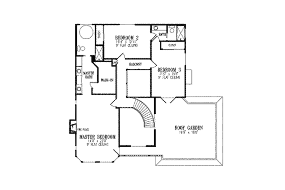 Floor Plan - Upper Floor for Adobe / Southwestern House Plan #1-761 - 3 bed, 2.5 bath