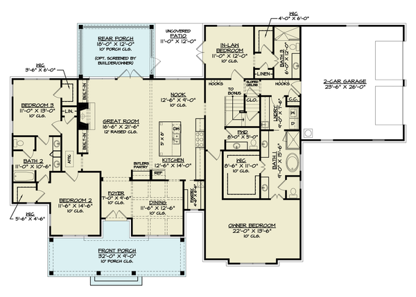 Home Plan - Floor Plan - Main Floor for Farmhouse House Plan #119-447 - 4 bed, 3.5 bath