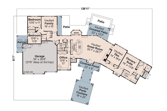 Floor Plan - Main Floor for Craftsman House Plan #124-777 - 3 bed, 3 bath