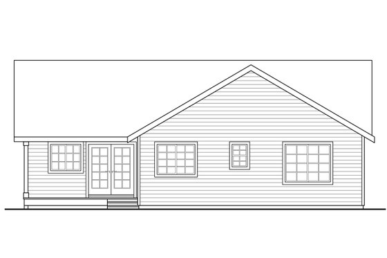Exterior - Rear Elevation for Ranch House Plan #124-918 - 3 bed, 2 bath