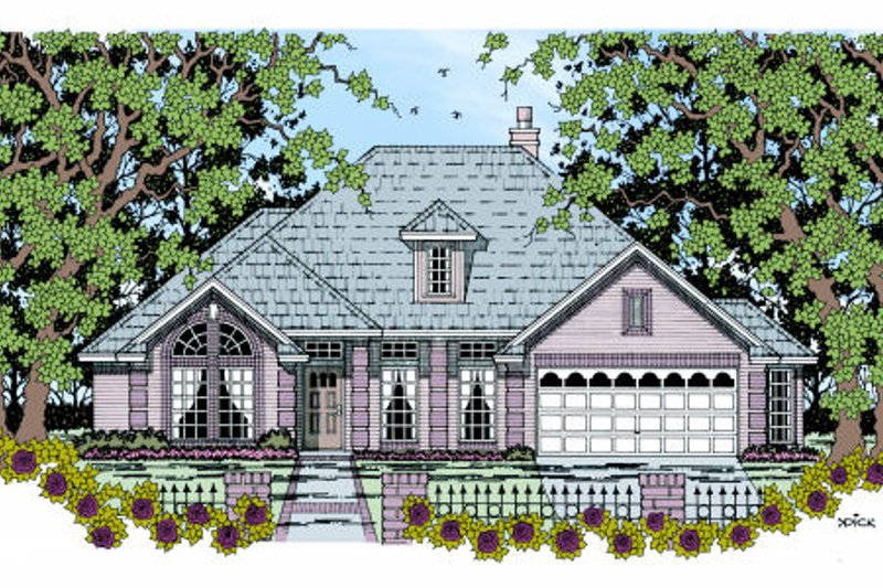Exterior - Front Elevation 2 for European House Plan #42-365 - 4 bed, 2 bath