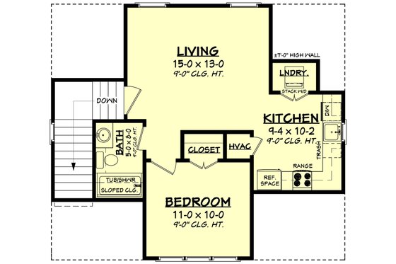 Floor Plan - Upper Floor for Farmhouse House Plan #430-293 - 1 bed, 1 bath