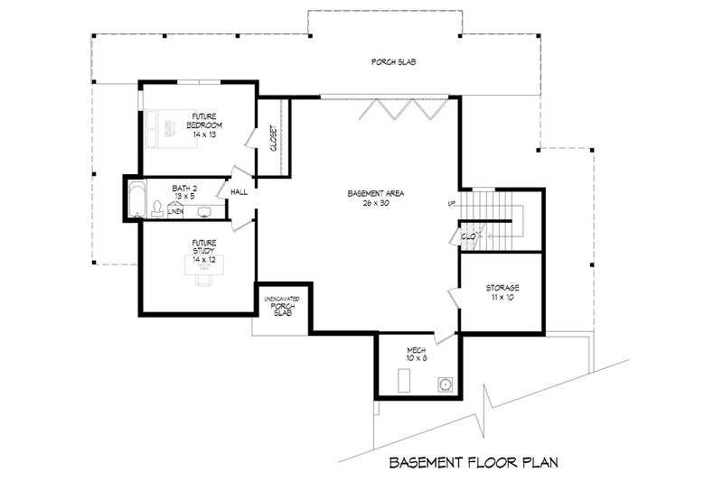 Architectural House Design - Floor Plan - Lower Floor for Modern House Plan #932-866 - 3 bed, 2 bath