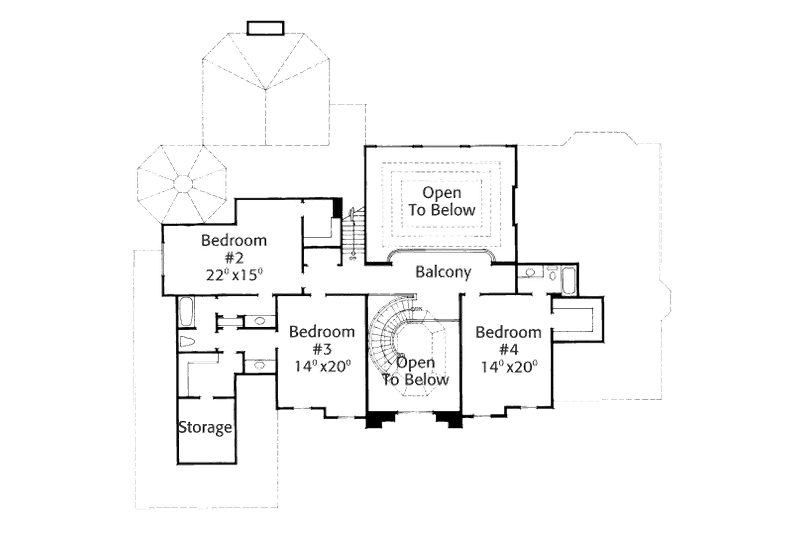 House Design - Floor Plan - Upper Floor for European House Plan #429-9 - 4 bed, 3.5 bath