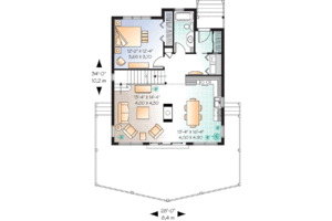 Floor Plan - Main Floor for Cottage House Plan #23-670 - 3 bed, 2 bath