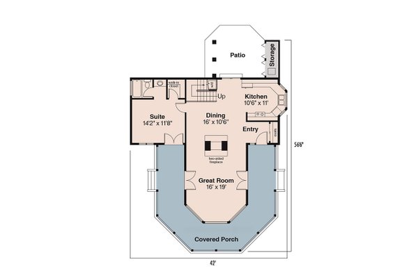 Home Plan - Floor Plan - Main Floor for Country House Plan #124-149 - 2 bed, 2 bath