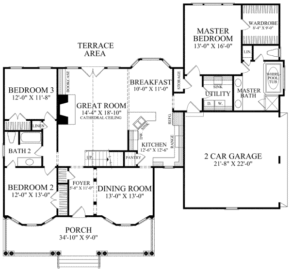 Country Floor Plan - Main Floor Plan #137-154