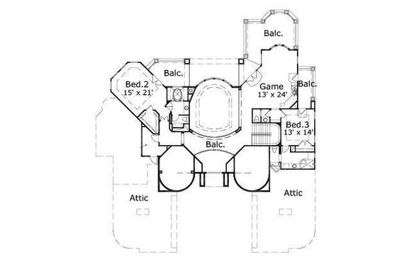 Floor Plan - Upper Floor for European House Plan #411-485 - 3 bed, 3.5 bath