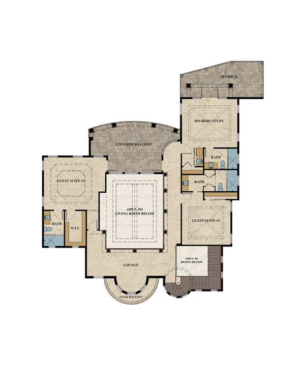 Mediterranean Floor Plan - Upper Floor Plan #548-18