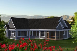 Exterior - Rear Elevation for Country House Plan #70-1225 - 2 bed, 3 bath