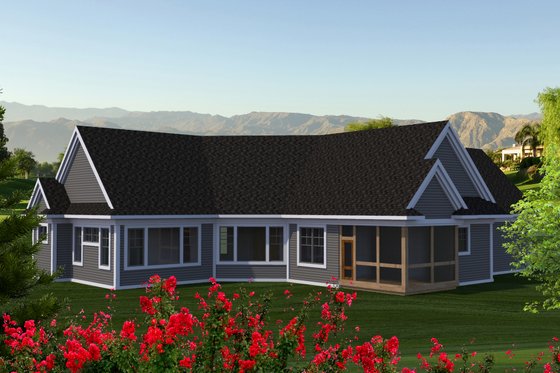 Exterior - Rear Elevation for Country House Plan #70-1225 - 2 bed, 3 bath