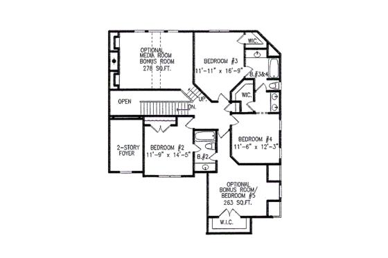 Floor Plan - Upper Floor for Traditional House Plan #54-113 - 4 bed, 3.5 bath