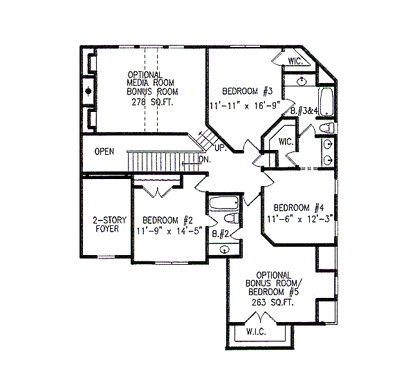 Traditional Floor Plan - Upper Floor Plan #54-113