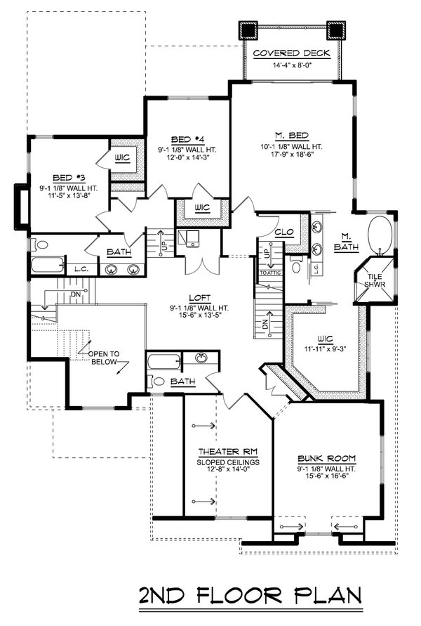 House Blueprint - Craftsman Floor Plan - Upper Floor Plan #1064-428