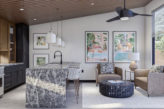 Interior - Family Room 1 for Modern House Plan #455-648, 1 bath