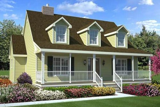 Exterior - Front Elevation for Colonial House Plan #312-447 - 3 bed, 2.5 bath