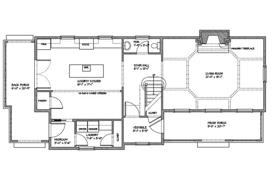 Floor Plan - Main Floor for Colonial House Plan #477-6 - 3 bed, 2.5 bath