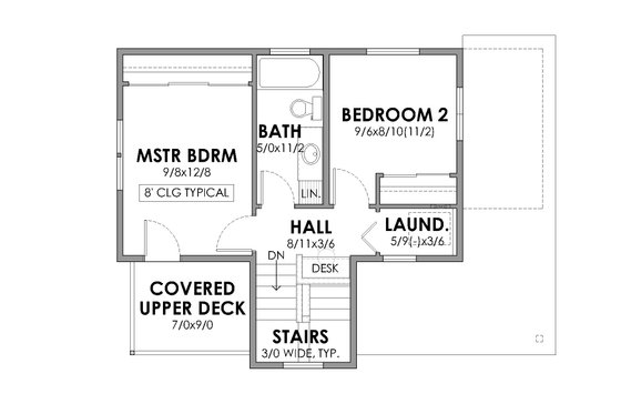 Floor Plan - Upper Floor for Farmhouse House Plan #1105-2 - 2 bed, 1 bath