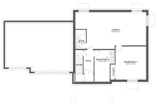 Dream House Plan - Farmhouse Floor Plan - Lower Floor Plan #1060-453