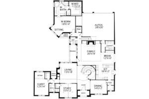 Floor Plan - Main Floor for European House Plan #141-115 - 5 bed, 4.5 bath