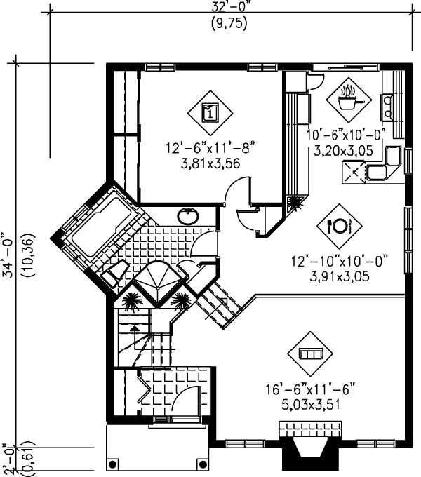 Cottage Floor Plan - Main Floor Plan #25-1193